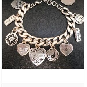 Brighton Manuscript Heart Charm bracelet